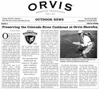 Orvis Outdoor News - CFI and Orivs Shorefox